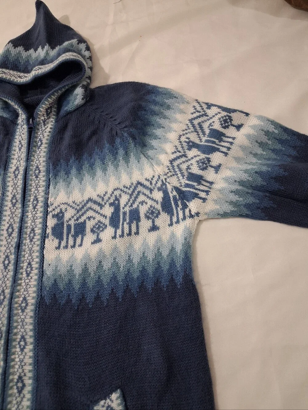 Alpaca Wool Peruvian Zip Up Cardigan Sweater With Pockets Hooded